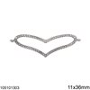Διάστημα Ασημένιο 925 Καρδιά Περίγραμμα με Ζιργκόν 11x36mm