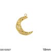 Stainless Steel Hammered Pendant Moon 18mm