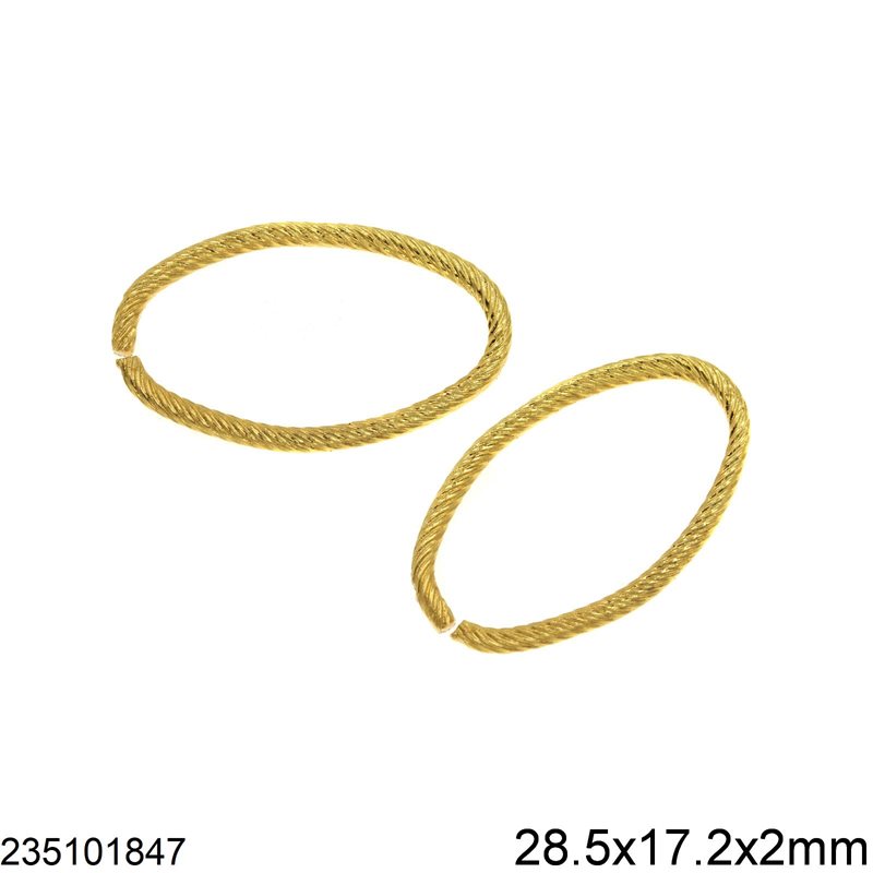Κρίκος Σιδερένιος Οβάλ Σαγρέ 28.5x17.2x2mm, Επίχρυσο NF