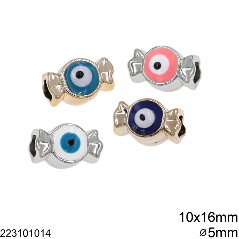 CCB Evil Eye Bead Candy 10x16mm with Enamel Two Sided and Hole 5mm