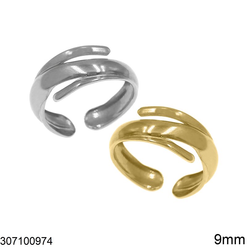 Δαχτυλίδι Ατσάλινο με Παράλληλες Άκρες 9mm