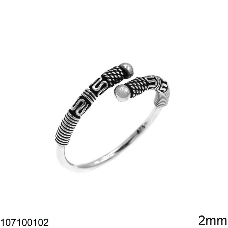 Silver 925 Ring Wire with Spiral and Balls 2mm