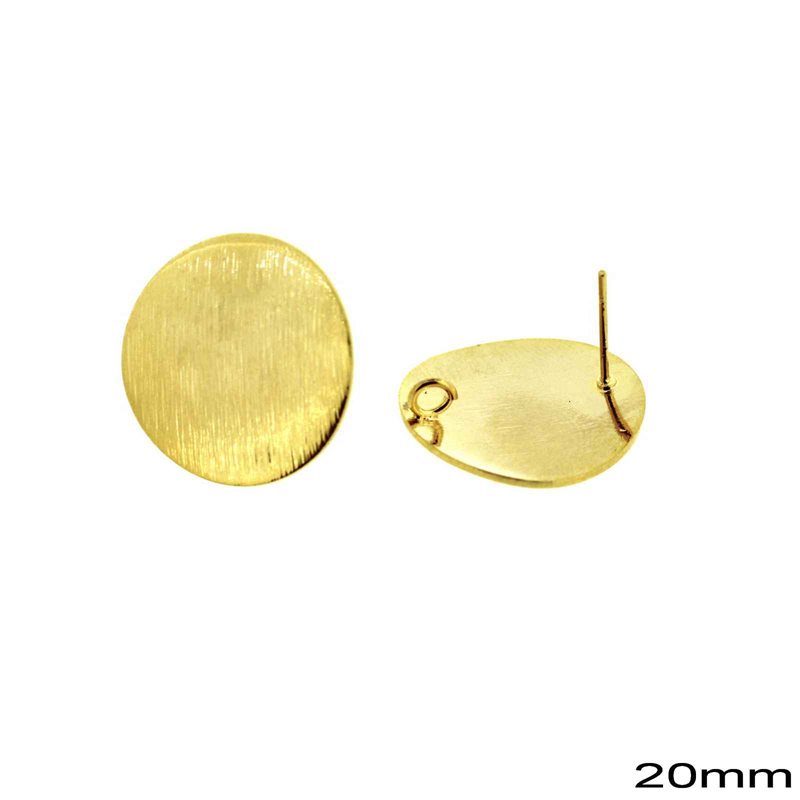 Casting Brass Earring Stud with Open Loop 20mm, Gold plated NF
