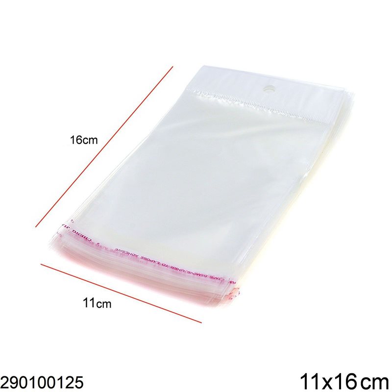 Σακουλάκι Πλαστικό με Κρέμασμα : Αυτοκόλλητο 11x16cm, 82τεμάχια/100γρ