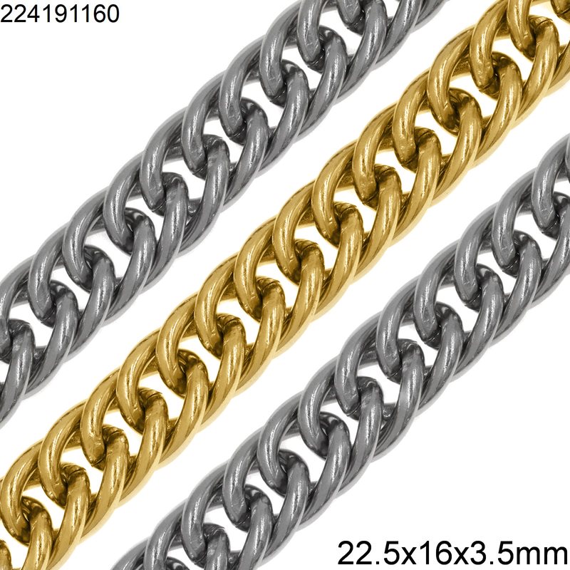 Stainless Steel Gourmette Chain 22.5x16x3.5mm