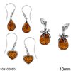 Silver 925 Earrings with Amber 10mm