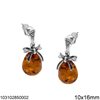 Silver 925 Earrings with Amber 10mm