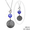 Silver 925 Round Car Amulet with Constantinato 18mm with Evil Eye,   12-14cm