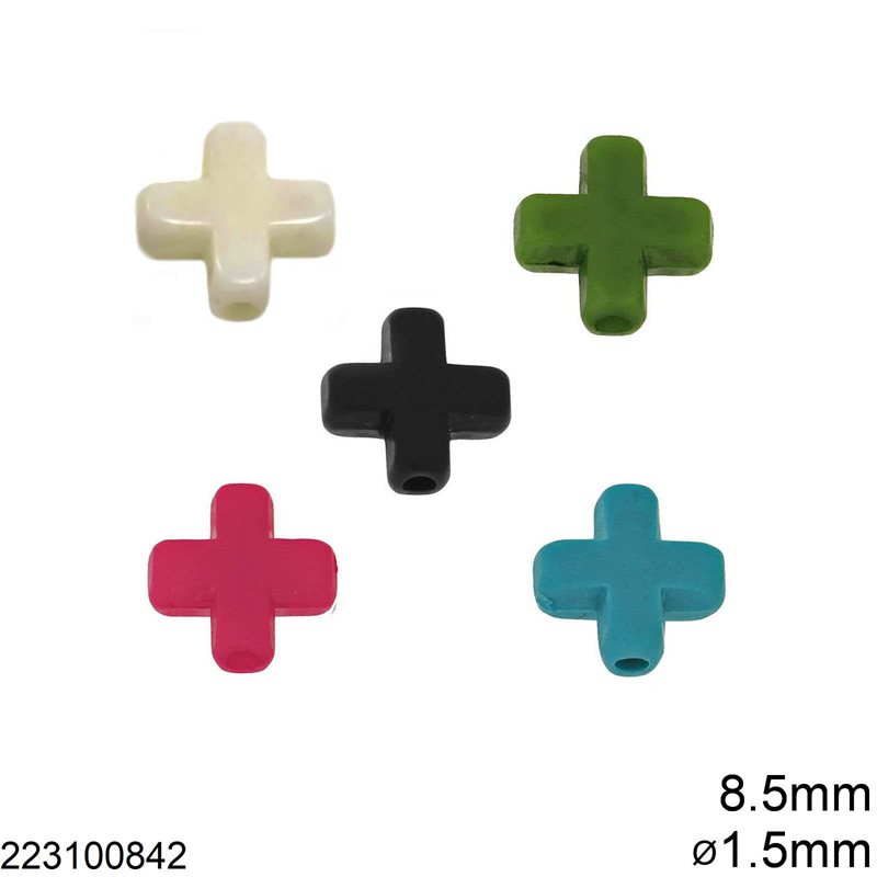 Χάνδρα Πλαστική Σταυρός 8.5mm με τρύπα 1.5mm