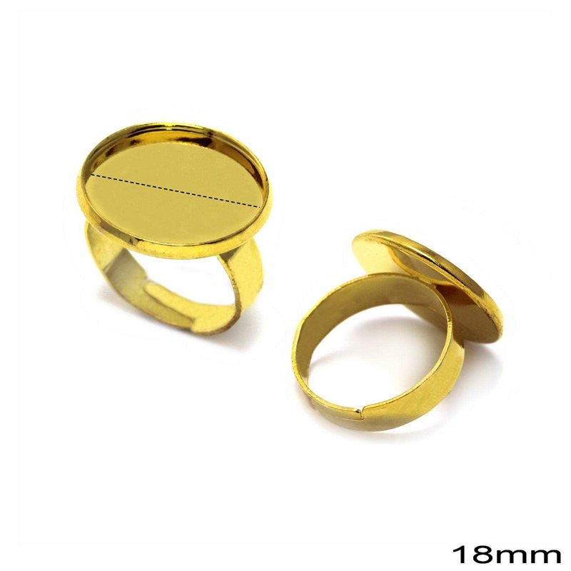 Δαχτυλίδι Βάση Μπρούτζινο με Καστόνι 18mm