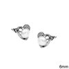 Silver 925 Earrings Outline Style Branch 9mm with Freshwater Pearl 5mm 
