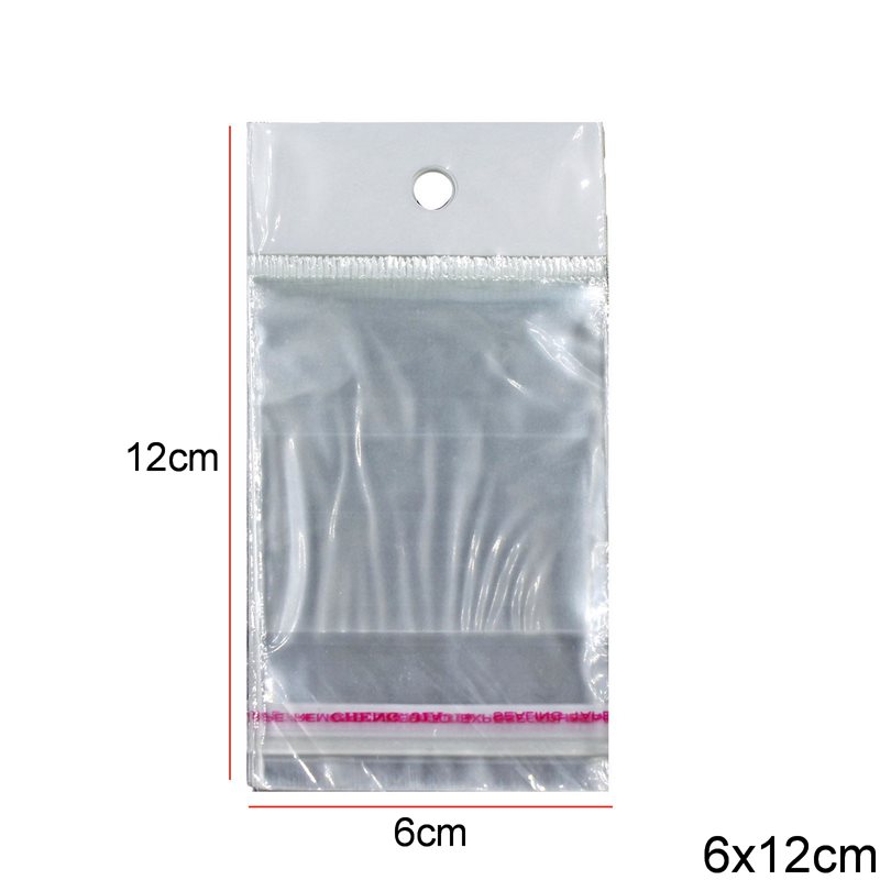 Σακουλάκι Πλαστικό με Κρέμασμα & Αυτοκόλλητο 6x12cm, 263τεμάχια/100γρ