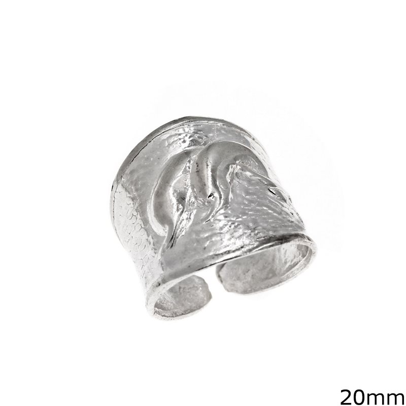 Δαχτυλίδι Ασημένιο  925 Ανοιγόμενο με Δελφίνια 20mm