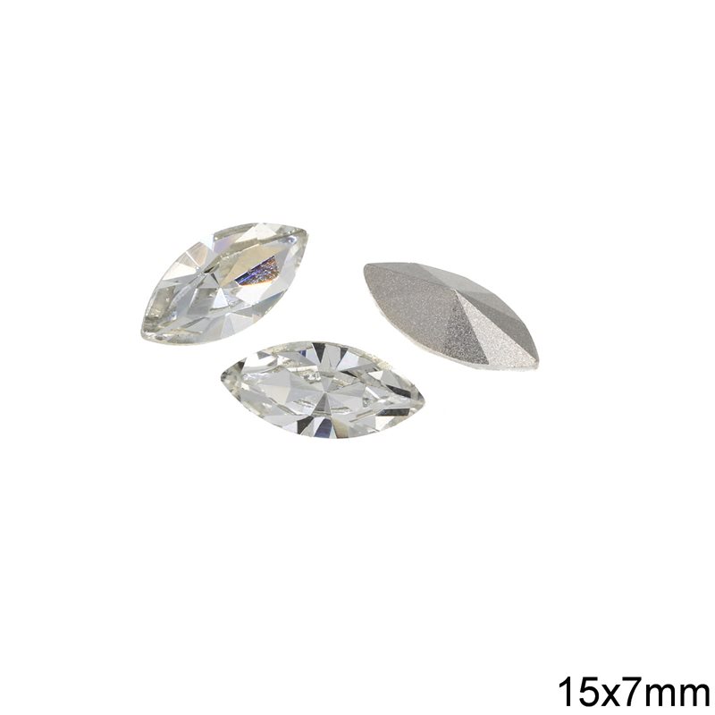 Πέτρα Γυάλινη Νύχι 15x7mm, Crystal